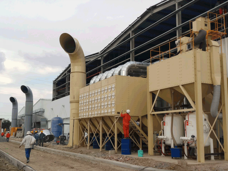 Hệ thống phun bi 4 vòi phun & hệ thống xử lý bụi phòng phun sơn